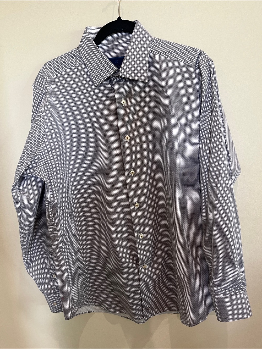 David Donahue Light Blue Micro-Check Dress Shirt